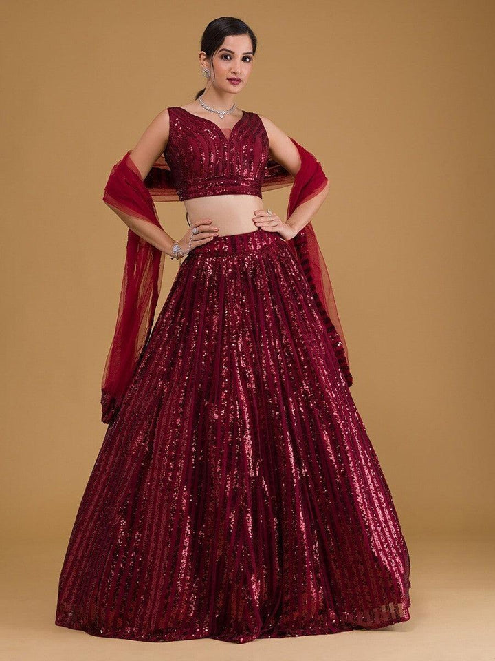 Splendid Red Embroidered Georgette |Lehenga Choli  Engagement Wear