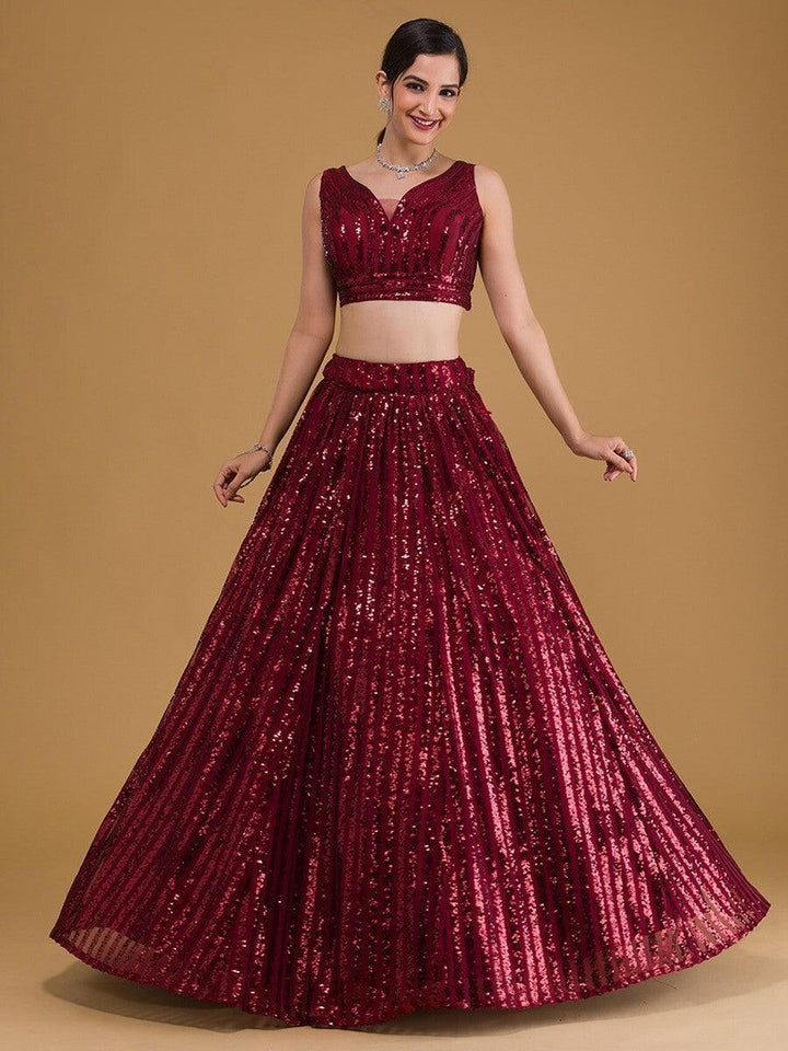 Splendid Red Embroidered Georgette |Lehenga Choli  Engagement Wear