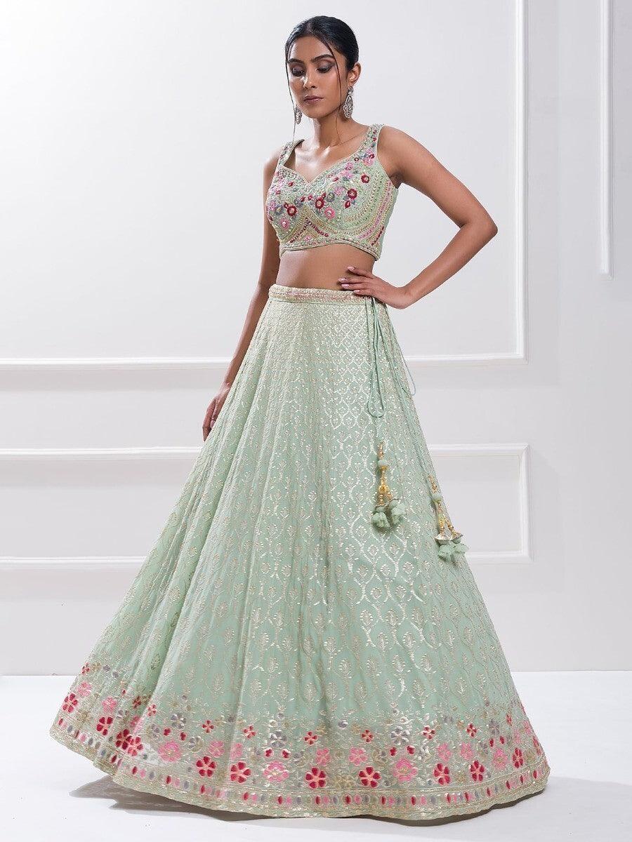 Indian Lehenga Choli Set | Party Wear Lehenga with Mirror Work