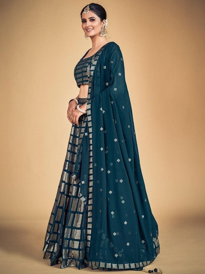 Luxury Teal Blue Lehenga | Engagement and Reception Wear Lehenga Choli