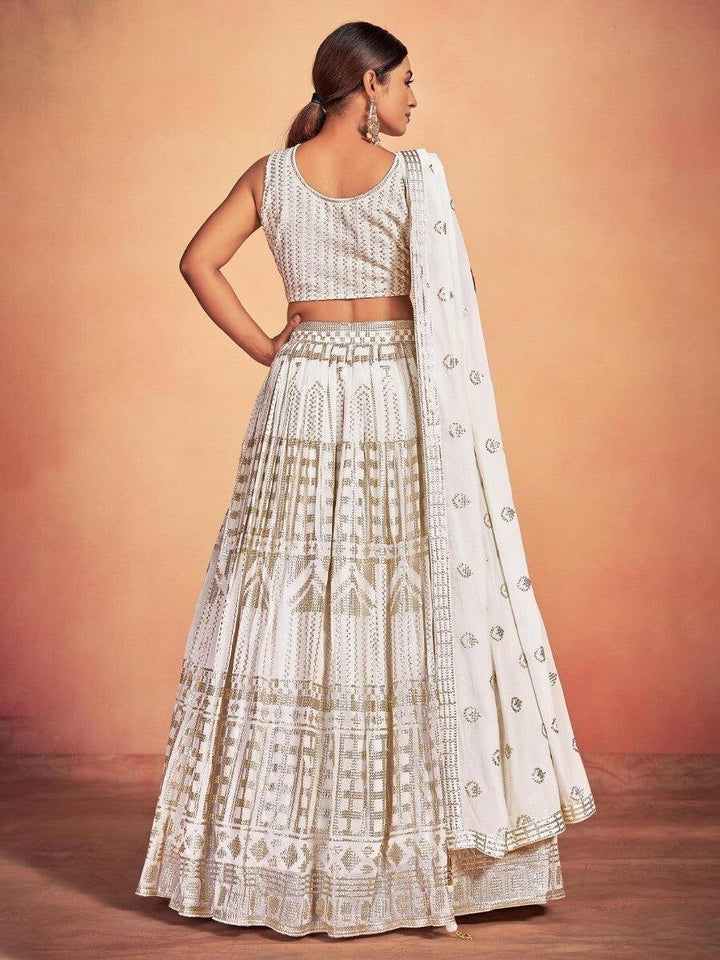 Gorgeous White Wedding Lehenga Choli | Sequin Embroidery Bridal Wear