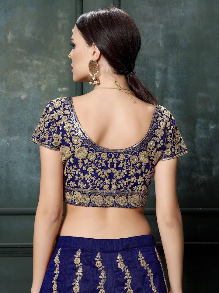 Impressive Navy Blue Lehenga | Raw Silk with Dori & Sequins Work