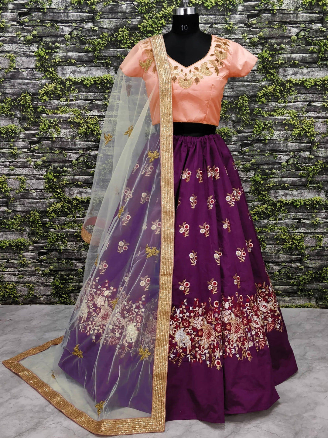 Raw Silk Lehenga Choli Set | Intricate Zari Work & Sequins for Weddings