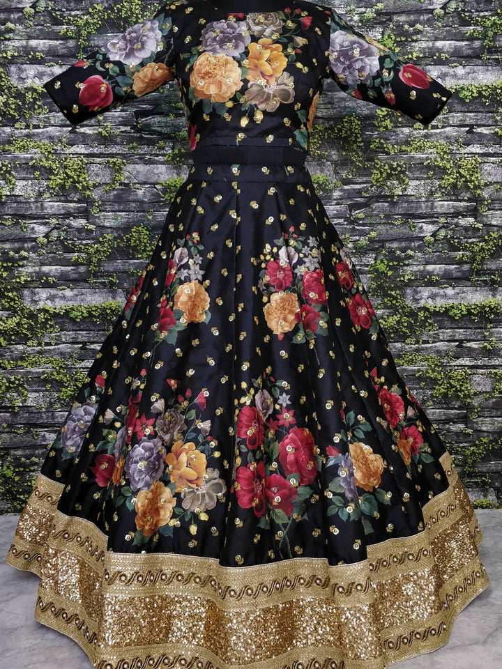 Gorgeous Black Lehenga Set | Floral Print, Stones & Embroidery