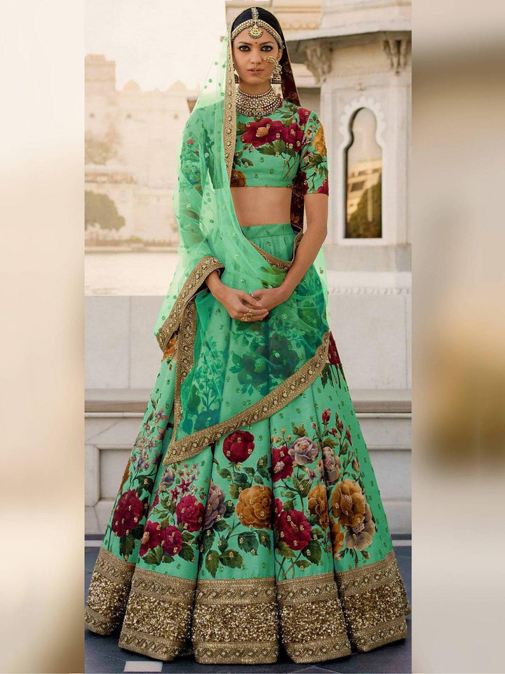 Exquisite Green Lehenga | Sequins & Lace Work for Traditional Events