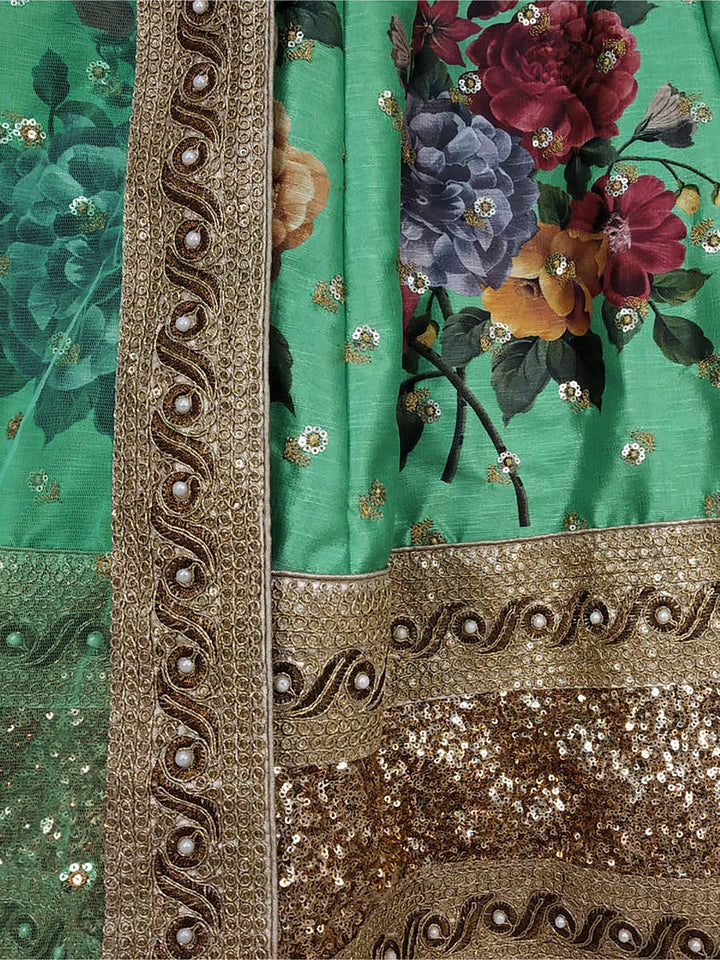 Exquisite Green Lehenga | Sequins & Lace Work for Traditional Events