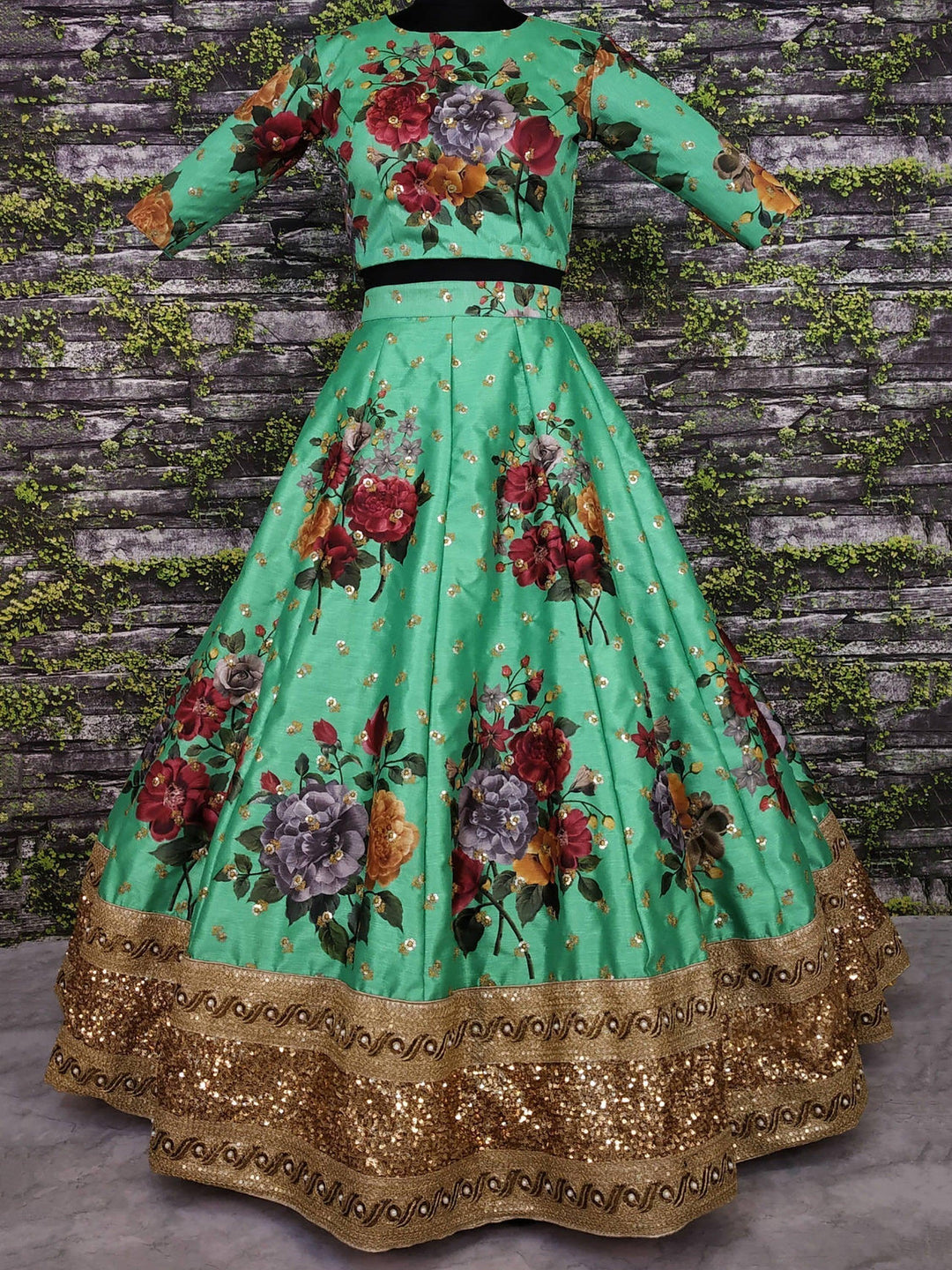 Exquisite Green Lehenga | Sequins & Lace Work for Traditional Events