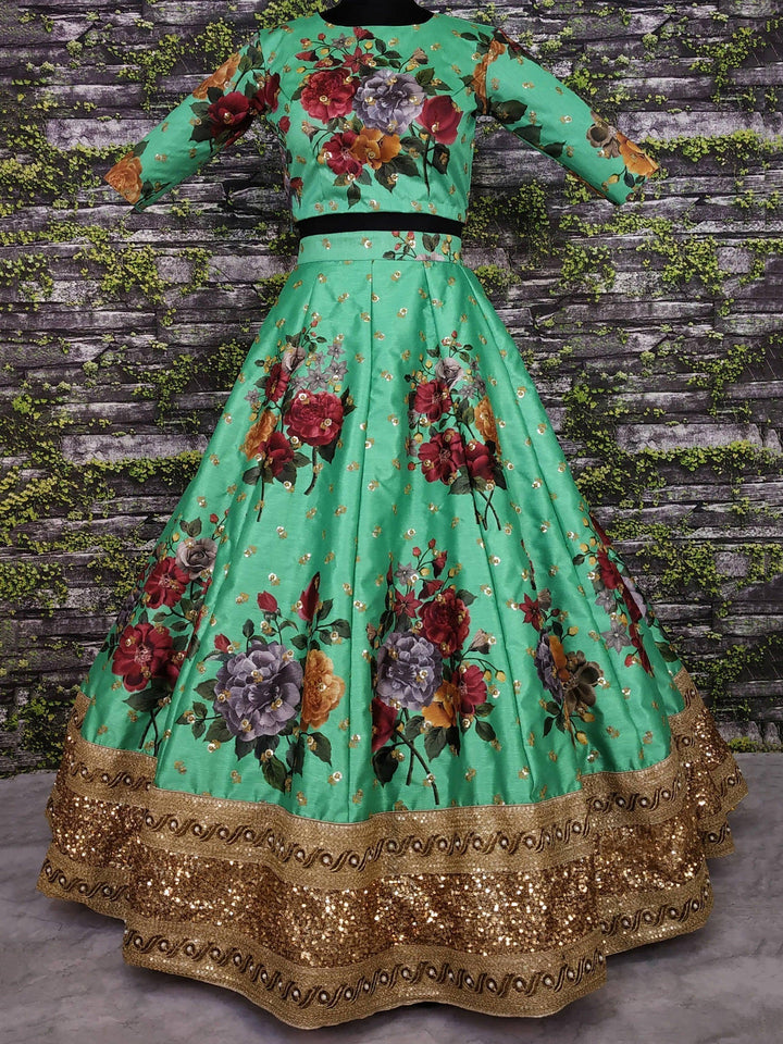 Exquisite Green Lehenga | Sequins & Lace Work for Traditional Events