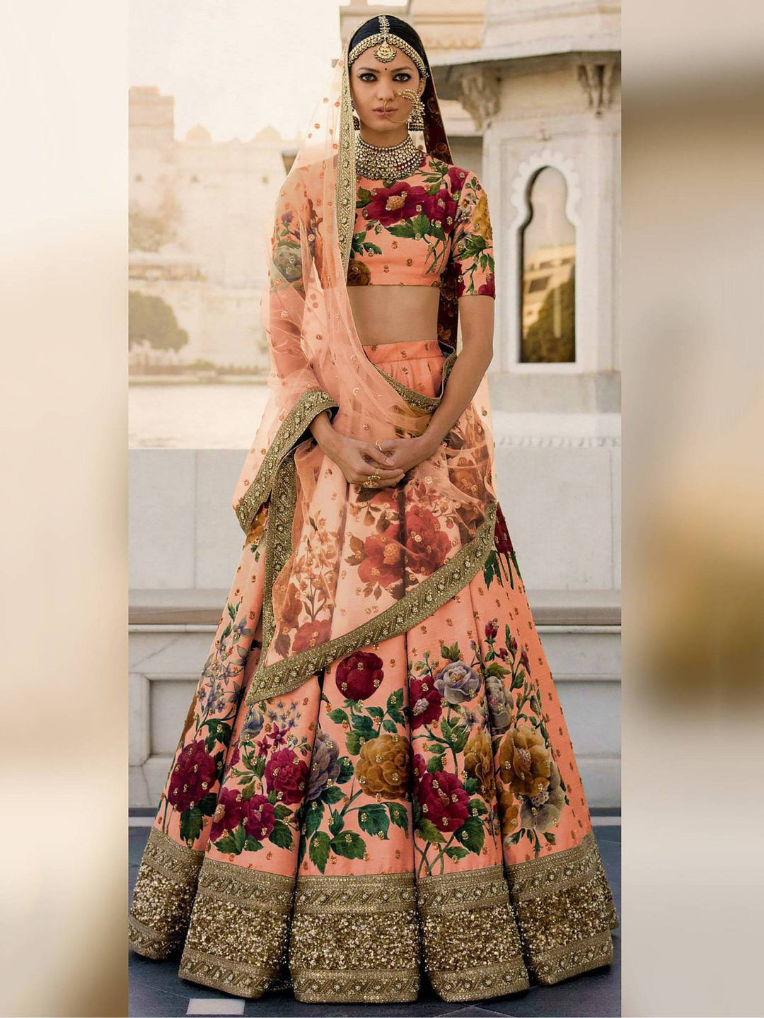 Peach Embroidered Lehenga | Perfect for Weddings & Engagements