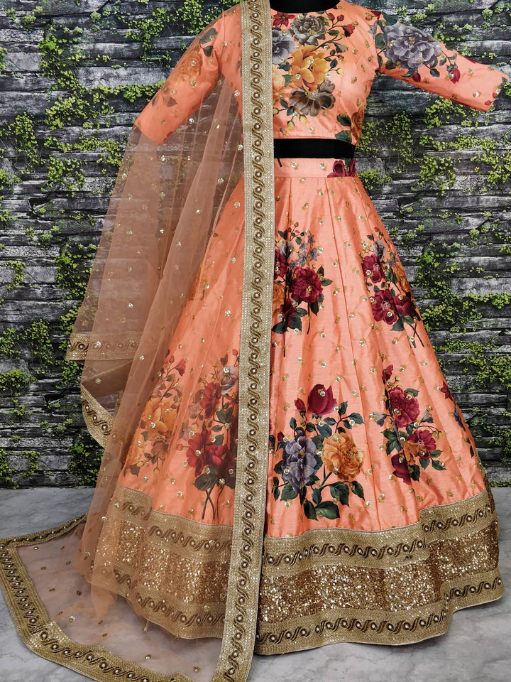 Peach Embroidered Lehenga | Perfect for Weddings & Engagements