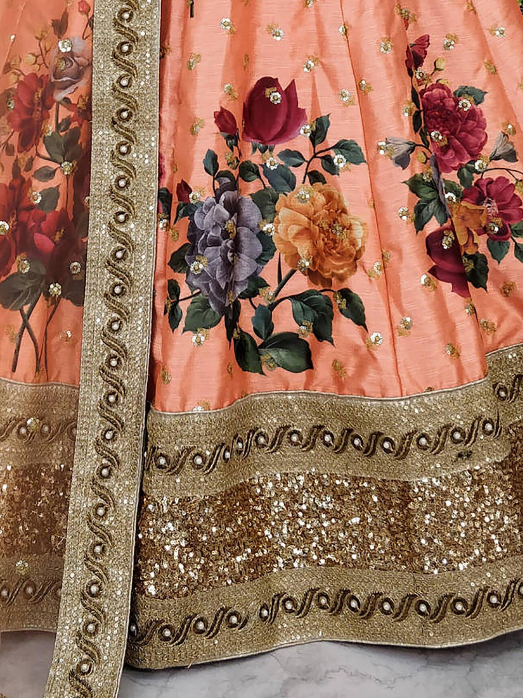 Peach Embroidered Lehenga | Perfect for Weddings & Engagements