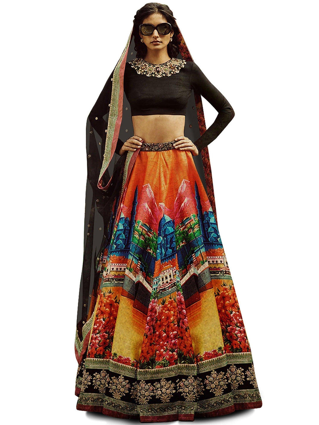 Sophisticated Black Lehenga Choli | Art Silk, Sequin & Dori Work