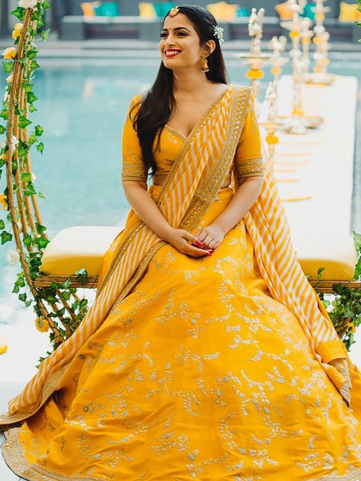 Embroidered Yellow Lehenga Choli | Wedding Lehenga for Women