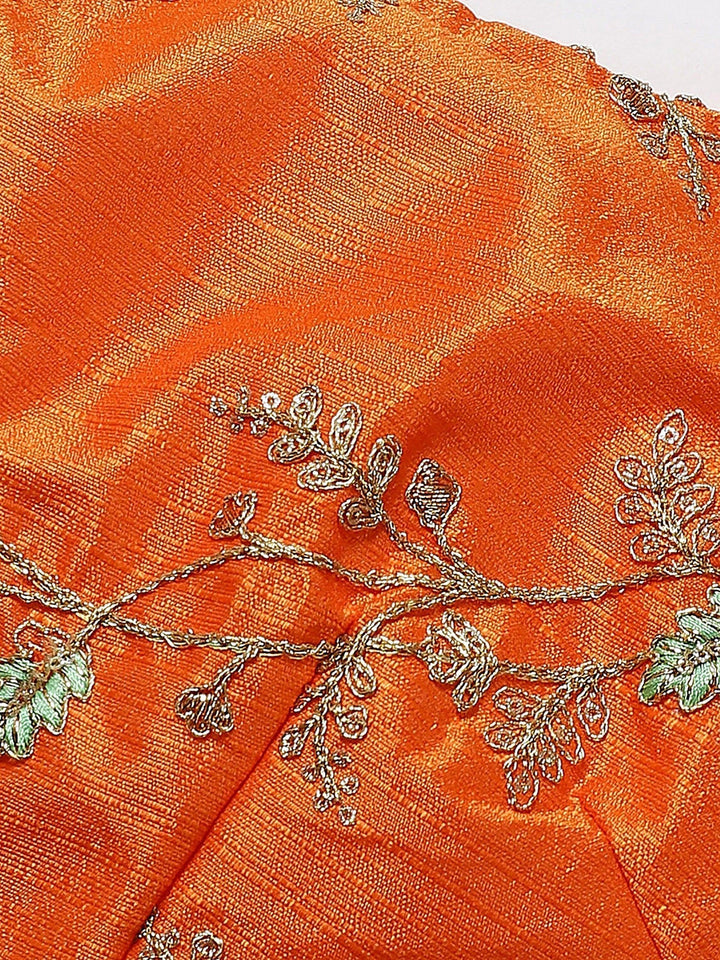 Bridal Yellow-Orange Lehenga | Designer Floral Print with Zari Work