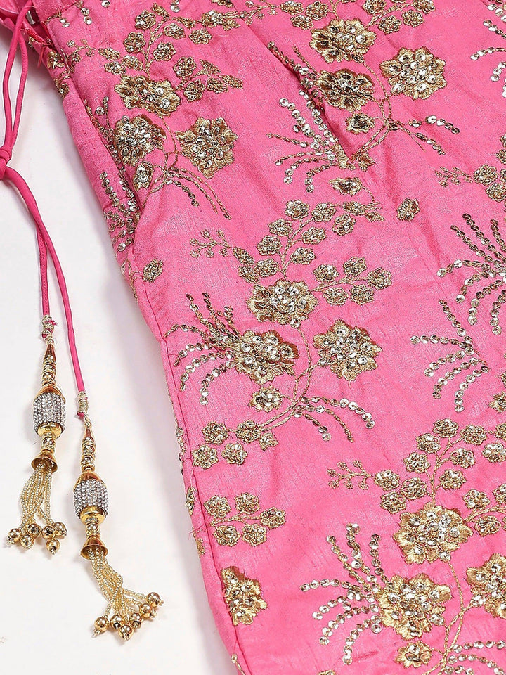 Customizable Pink Satin Lehenga | Bridal Set with Lace and Embroidery