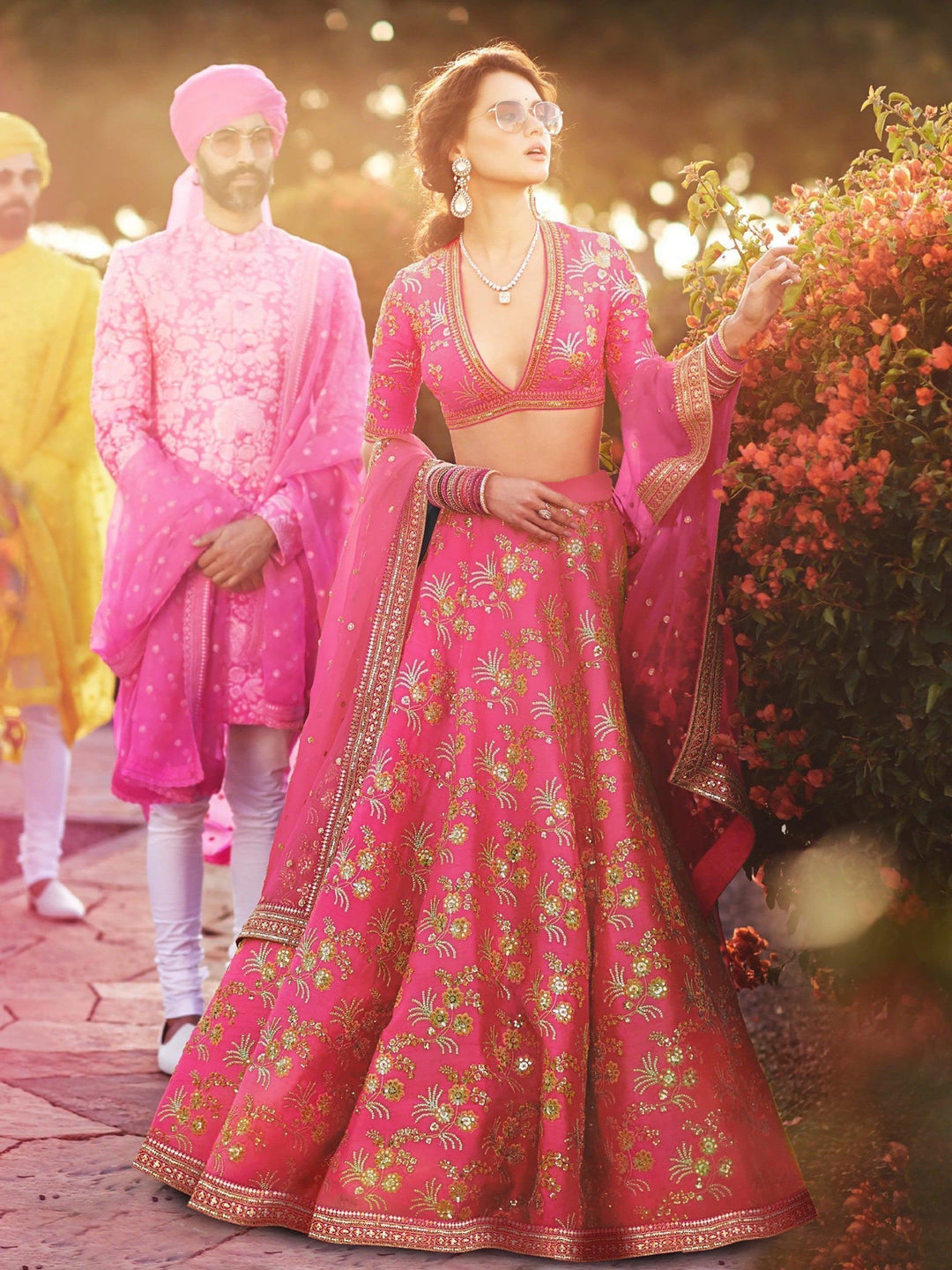 Customizable Pink Satin Lehenga | Bridal Set with Lace and Embroidery