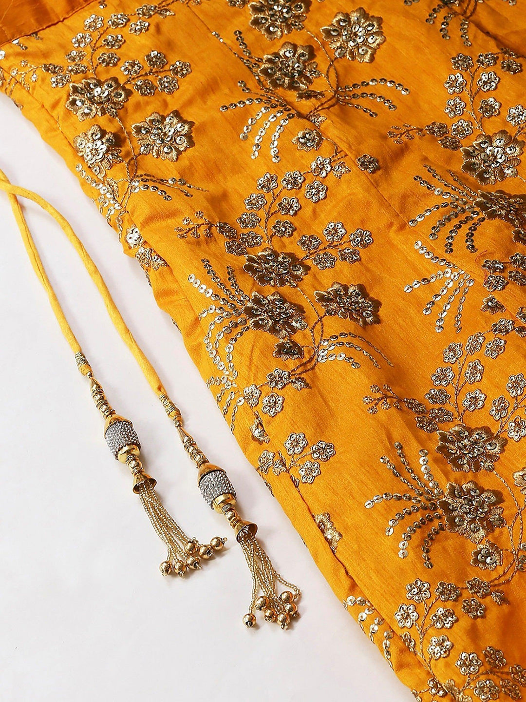 Hypnotic Yellow Satin Lehenga Choli | Wedding Wear Embroidered Set