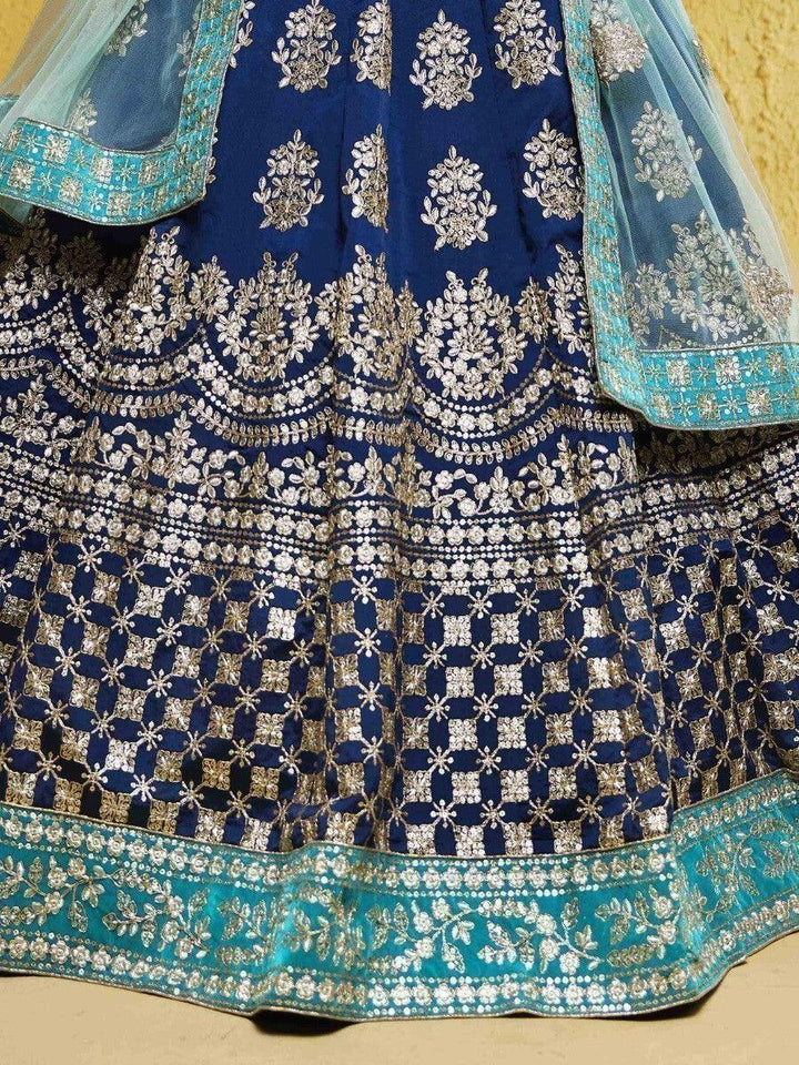 Bridesmaid Blue Lehenga Choli | Embroidered Silk & Sequin Work with Dupatta