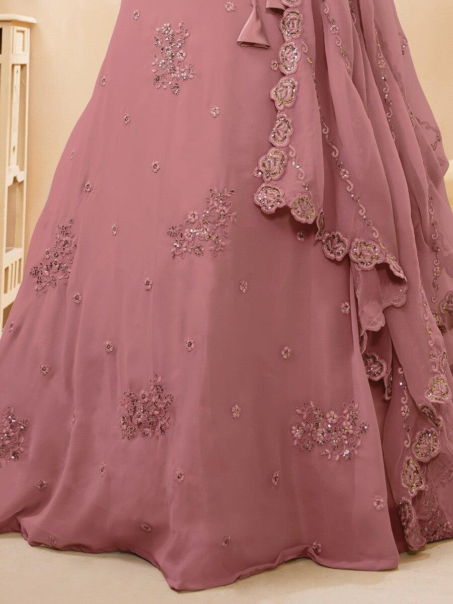 Timeless Dusty Pink Lehenga | Intricate Embroidery & Sequin Work