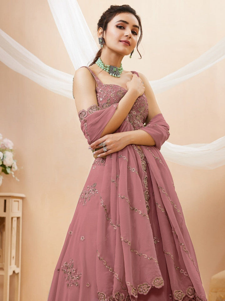 Timeless Dusty Pink Lehenga | Intricate Embroidery & Sequin Work