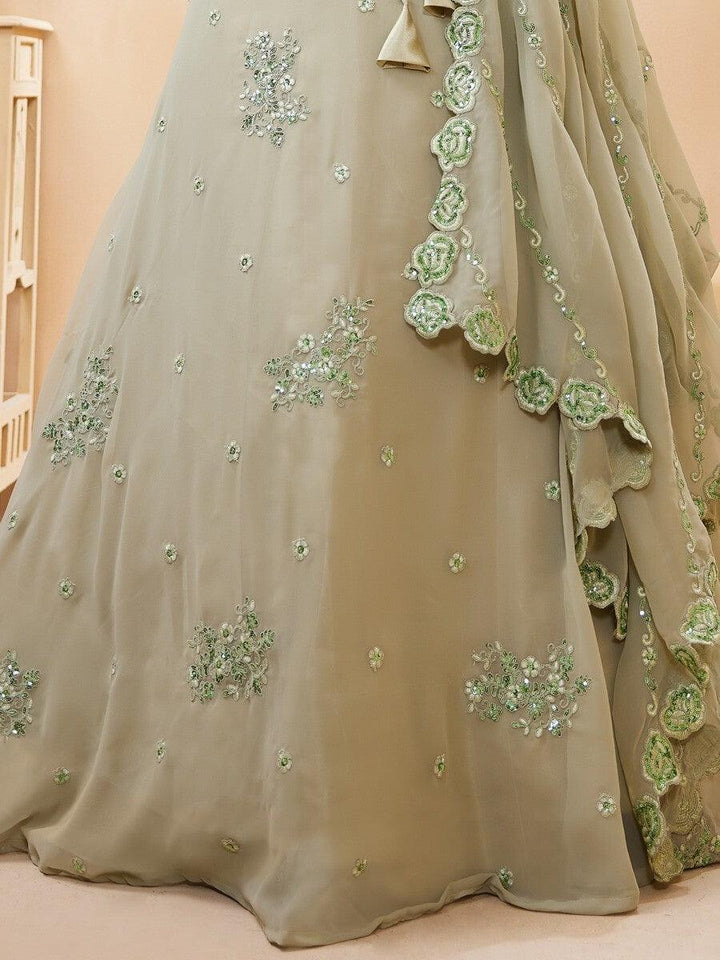 Pista Green Lehenga Choli | Sangeet Wear with Dupatta & Dori Work