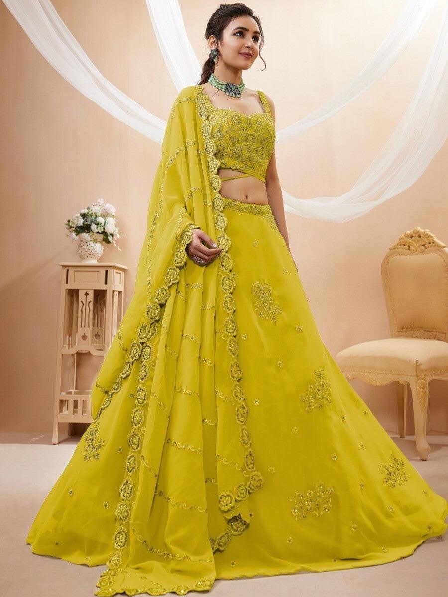 Neon Yellow Lehenga Choli | Customizable Fit & Gorgeous Detailing