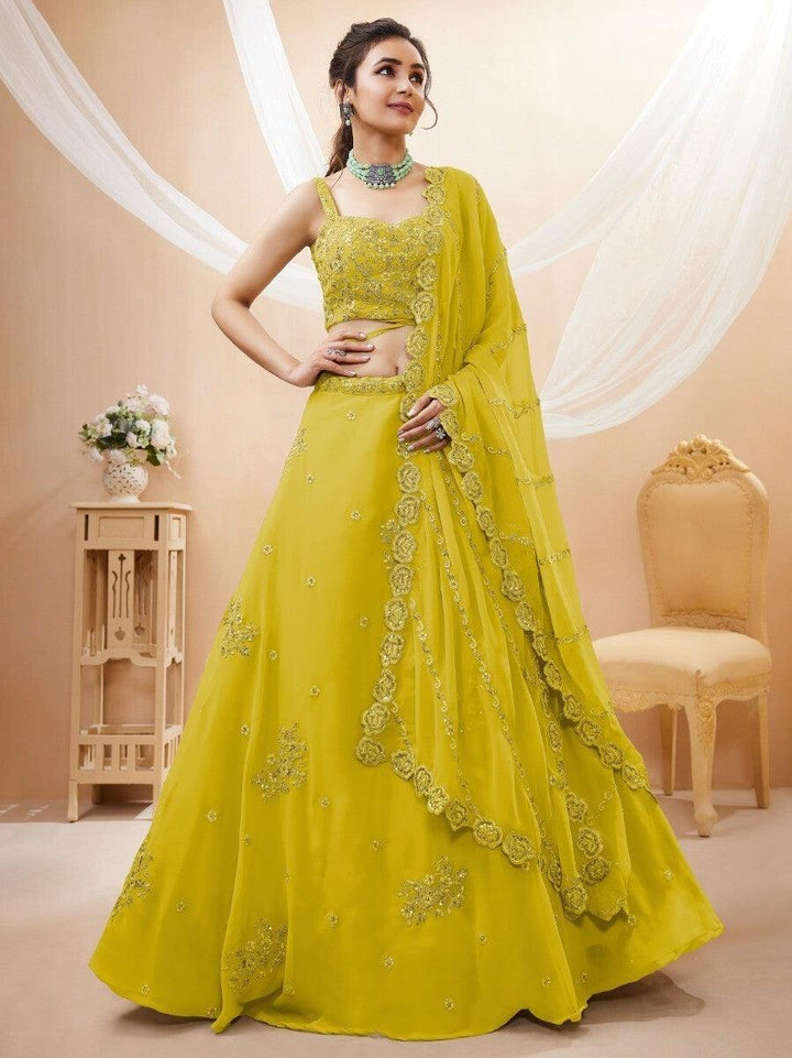 Neon Yellow Lehenga Choli | Customizable Fit & Gorgeous Detailing