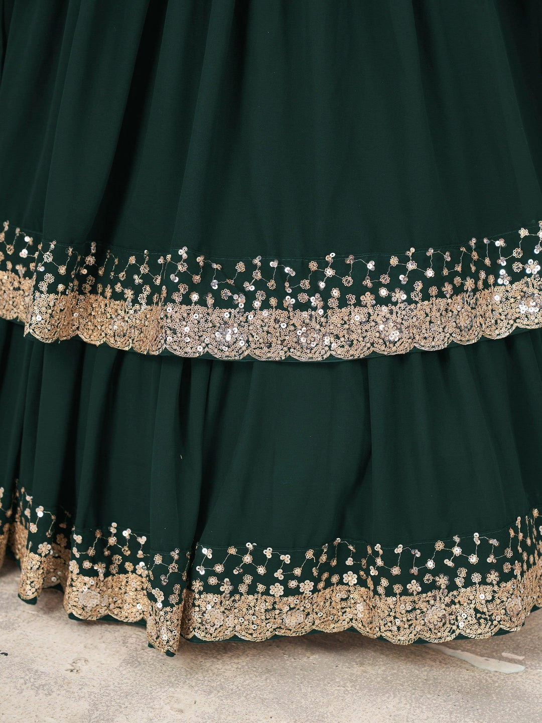 Green Sequins Lehenga Choli | Luxury Georgette Wedding Outfit with Dupatta