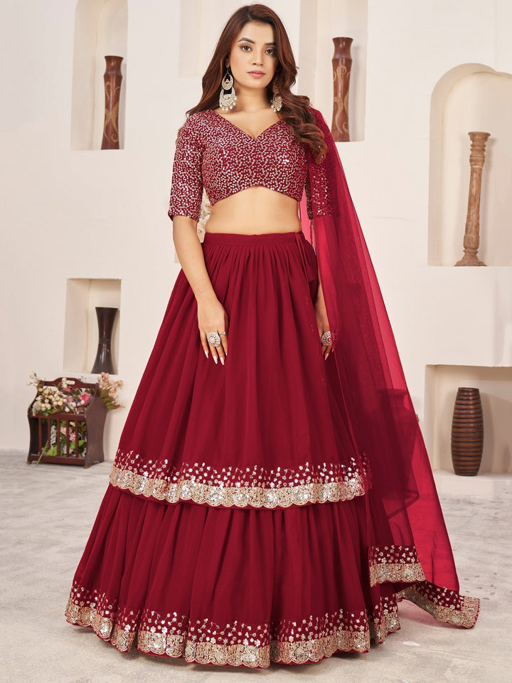 Exquisite Red Lehenga Choli | Sequins & Zari Work for Special Occasions