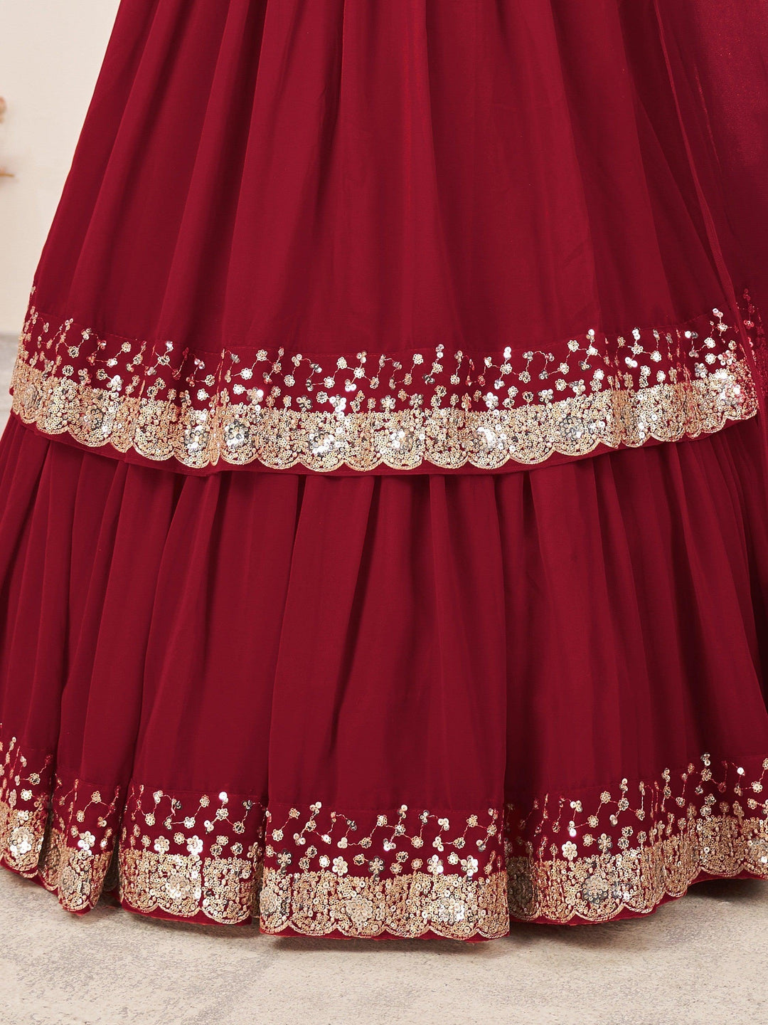 Exquisite Red Lehenga Choli | Sequins & Zari Work for Special Occasions