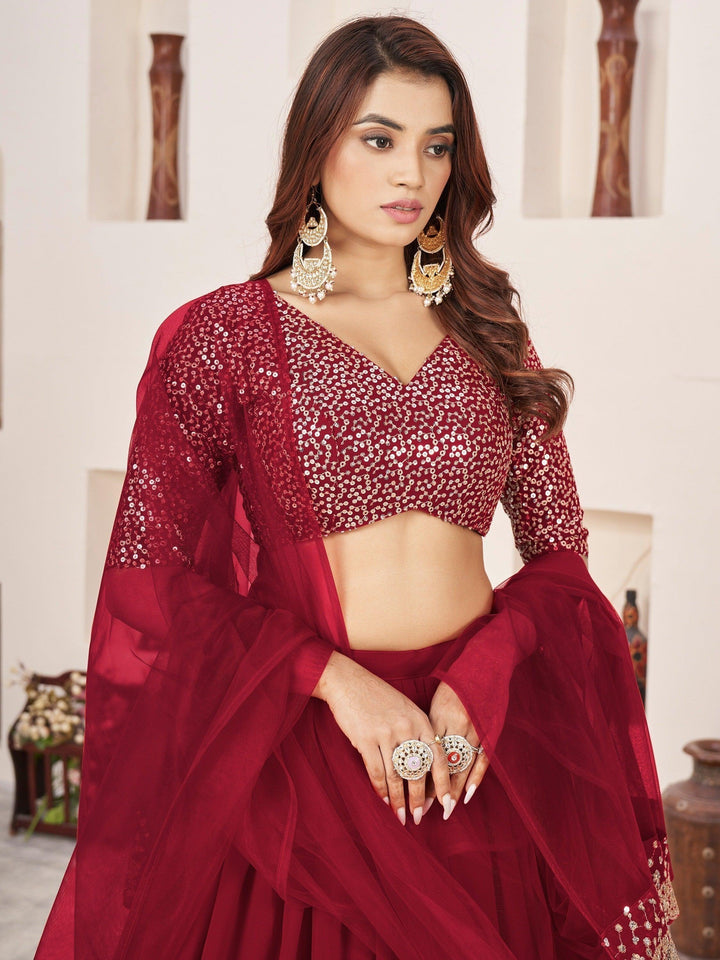 Exquisite Red Lehenga Choli | Sequins & Zari Work for Special Occasions