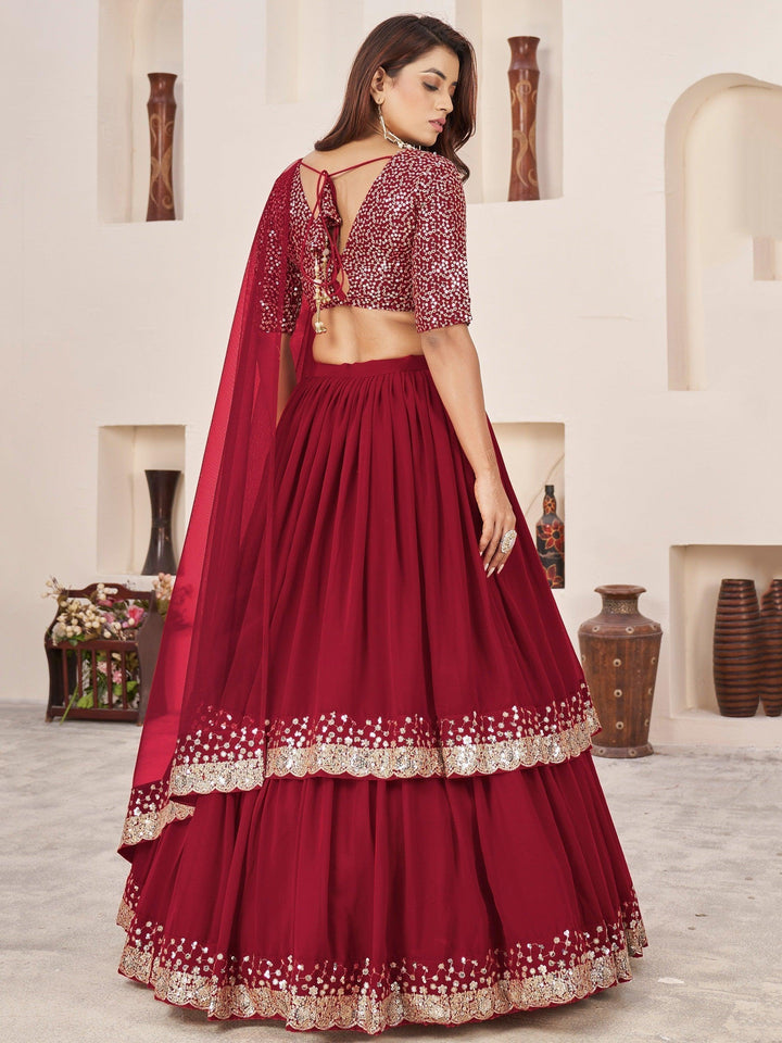 Exquisite Red Lehenga Choli | Sequins & Zari Work for Special Occasions