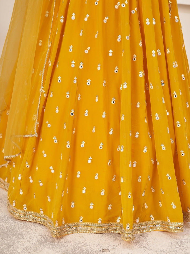 Beauteous Yellow Lehenga Choli | Georgette with Threadwork and Sequin