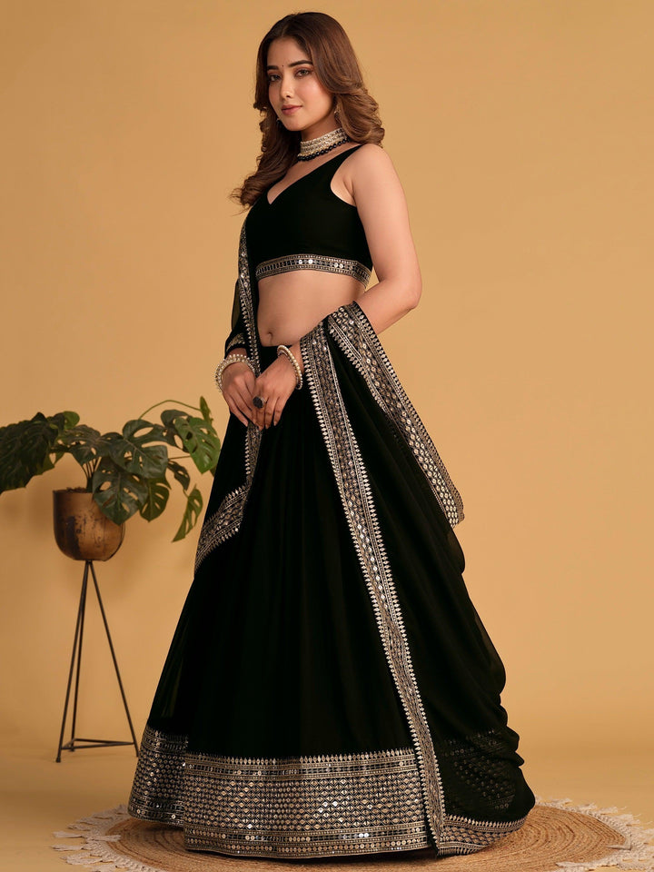 Attractive Black Lehenga Choli | Embroidered Georgette with Sequins