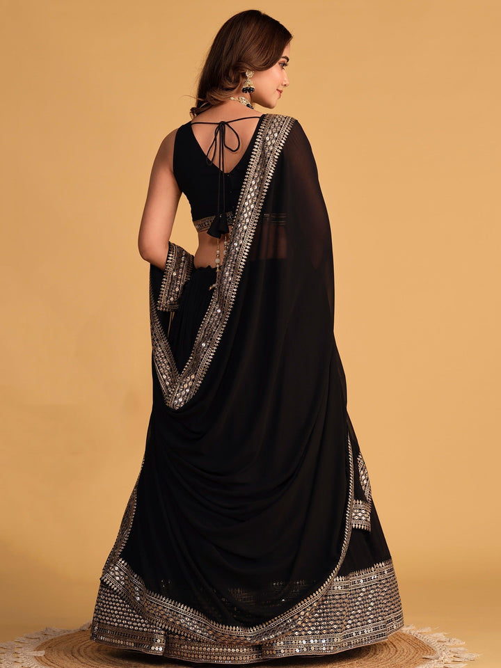 Attractive Black Lehenga Choli | Embroidered Georgette with Sequins