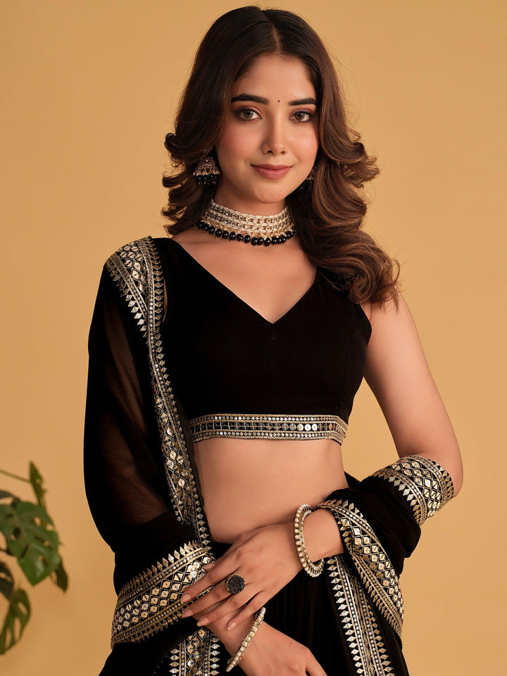 Attractive Black Lehenga Choli | Embroidered Georgette with Sequins