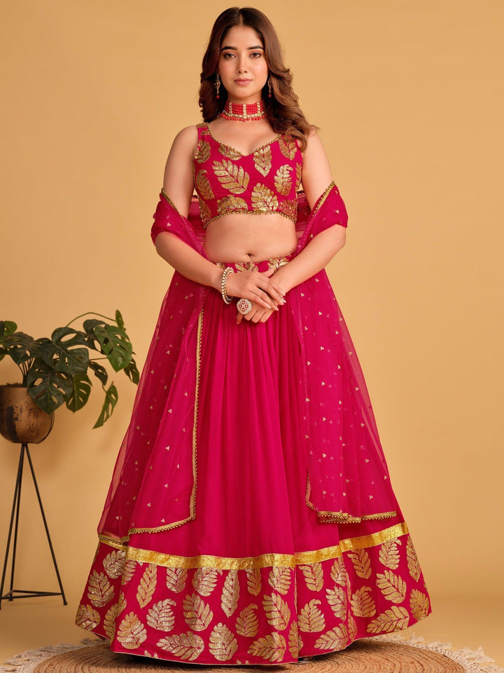 Wonderful Pink Lehenga Choli | Georgette with Sequins & Embroidery