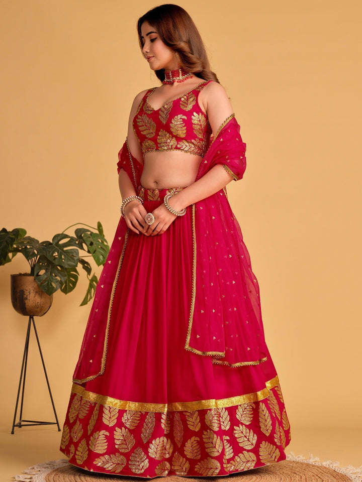 Wonderful Pink Lehenga Choli | Georgette with Sequins & Embroidery