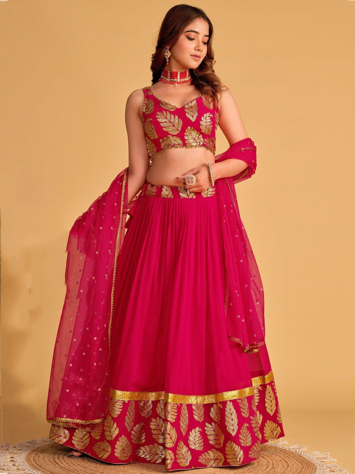 Wonderful Pink Lehenga Choli | Georgette with Sequins & Embroidery