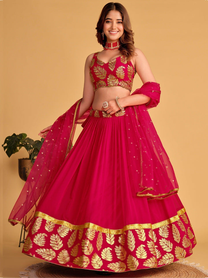 Wonderful Pink Lehenga Choli | Georgette with Sequins & Embroidery