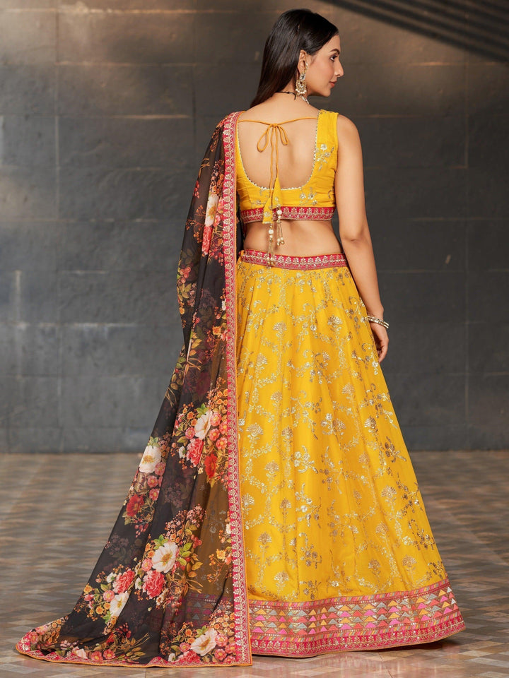 Awesome Yellow Sequins Lehenga | Haldi Ceremony Georgette Choli Set