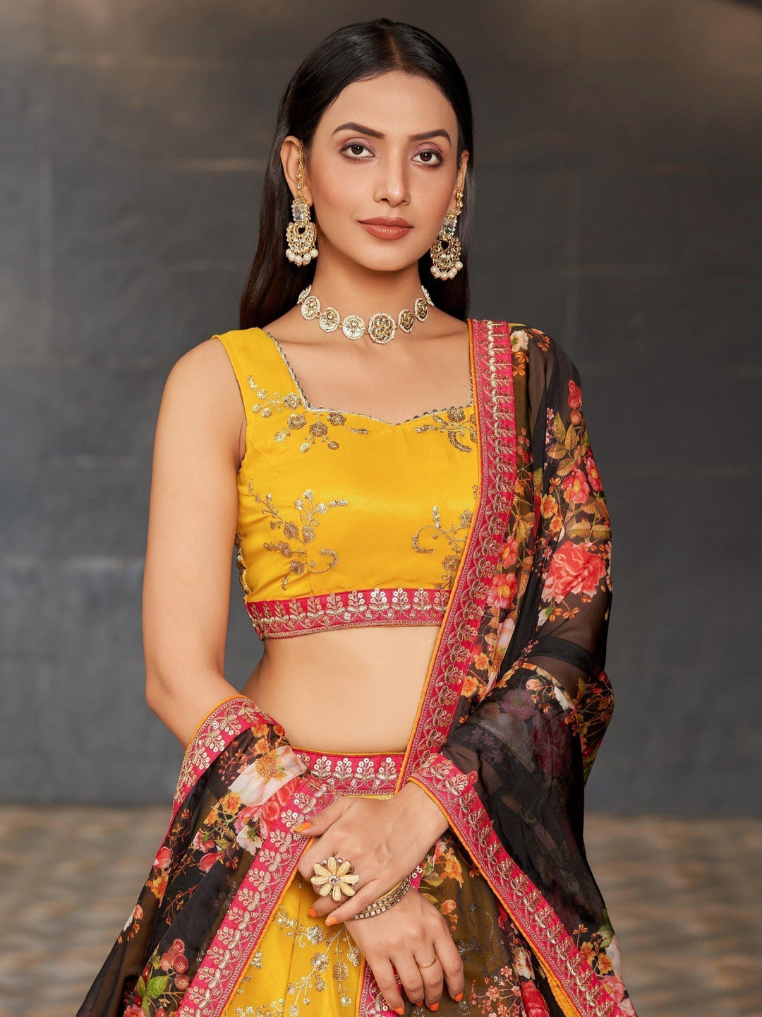 Awesome Yellow Sequins Lehenga | Haldi Ceremony Georgette Choli Set