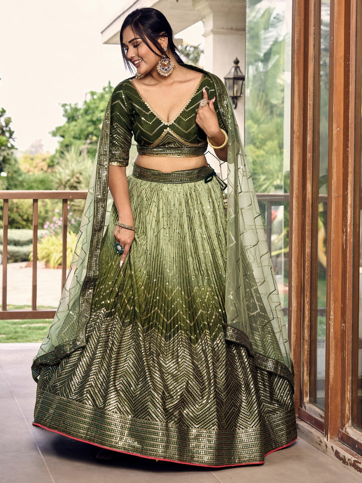 Stunning Green Lehenga Set | Customizable, Perfect for Weddings & Mehendi