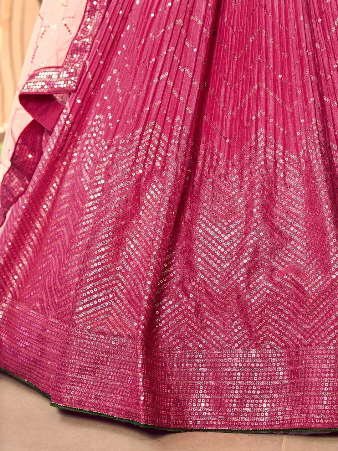 Pink Sequins Lehenga Choli | Bridal & Reception Wear with Dupatta