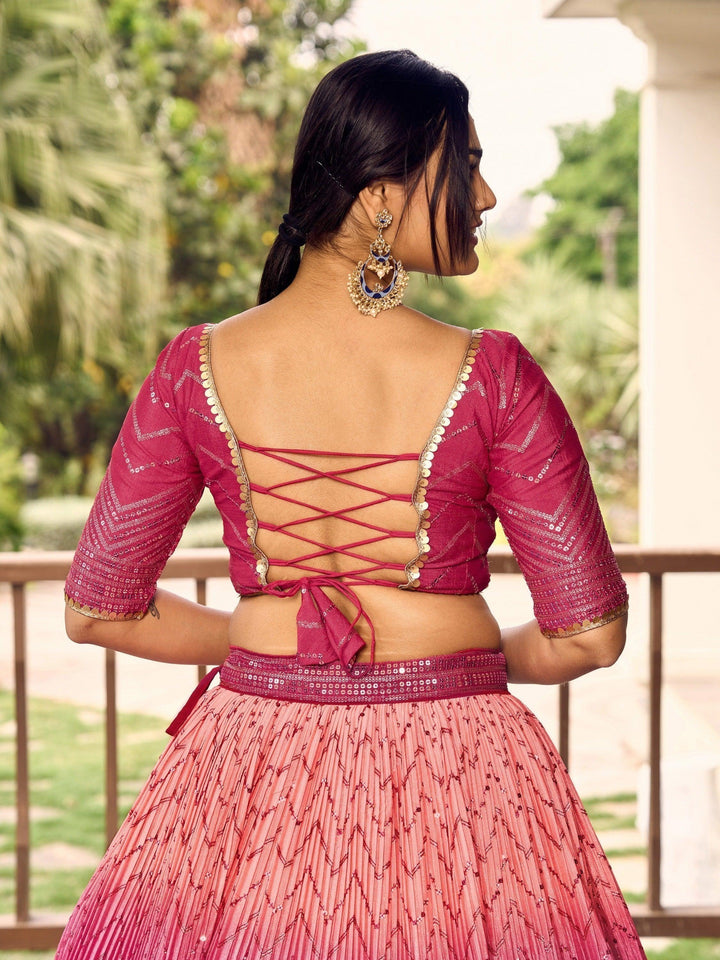 Pink Sequins Lehenga Choli | Bridal & Reception Wear with Dupatta