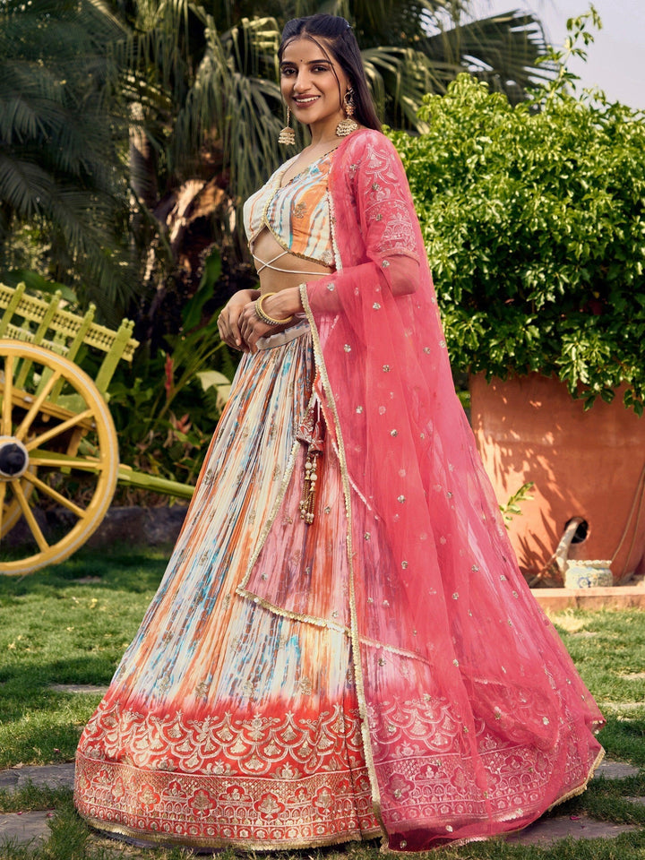 White & Pink Digital Printed Lehenga Choli | Perfect for Special Occasions