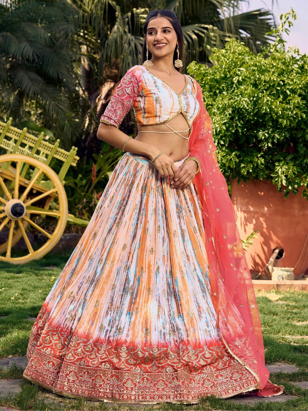 White & Pink Digital Printed Lehenga Choli | Perfect for Special Occasions