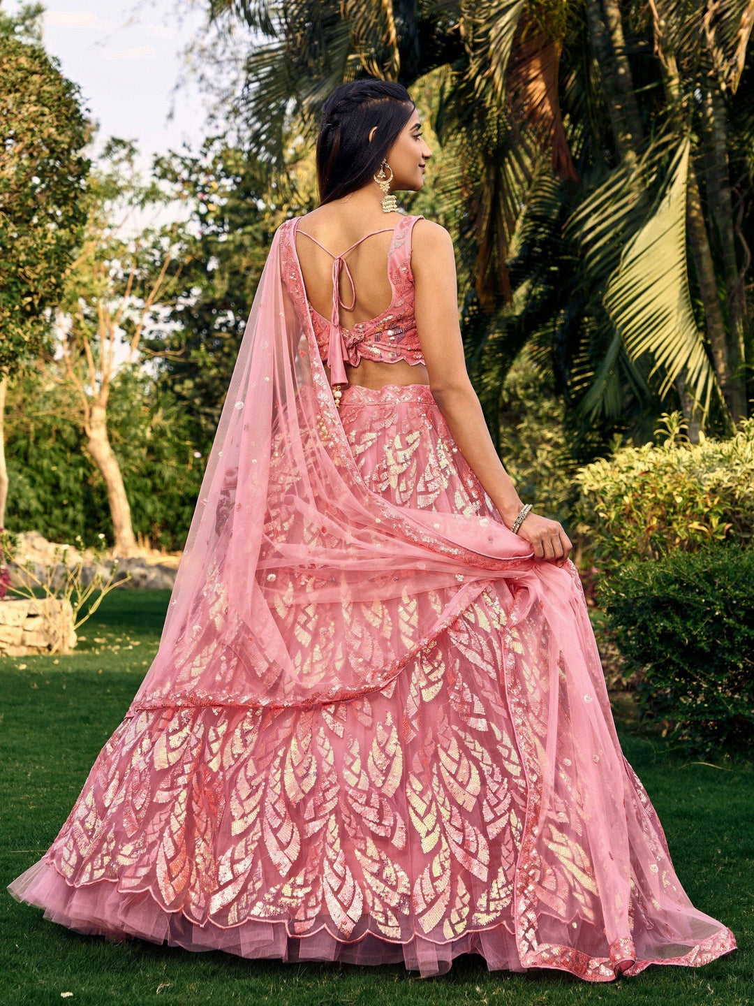 Awesome Pink Sequins Lehenga Choli | Wedding & Reception Ensemble