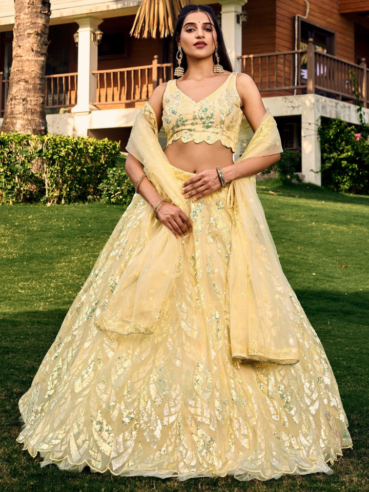 Must-Have Yellow Sequins Lehenga | Wedding, Reception & Haldi Dress