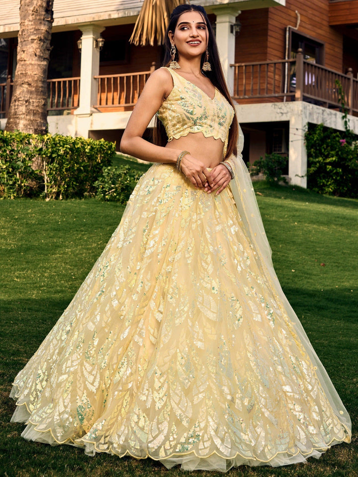 Must-Have Yellow Sequins Lehenga | Wedding, Reception & Haldi Dress